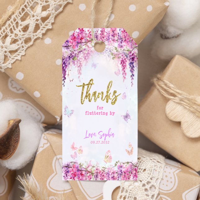 Bezauberter Glitzer der Blumenweiße Geschenkanhänger (Von Creator hochgeladen)