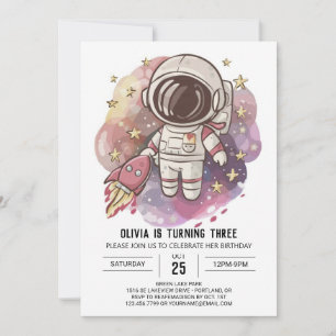 Bezauberter Himmelsastronaut zum Geburtstag Einladung