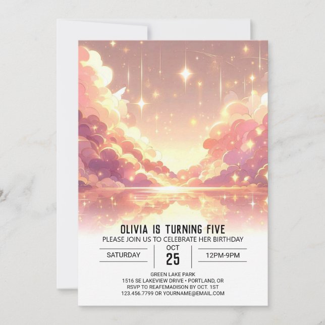 Bezauberter individueller Celestial Digital Geburt Einladung (Vorderseite)