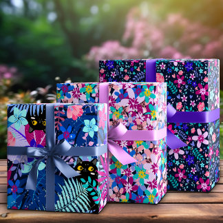 Bezauberter Mitternachtssommer Botanischer Garten Geschenkpapier Set