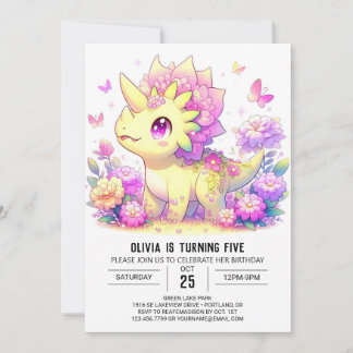 Bezauberter moderner Dinosaurier Digital Geburtsta Einladung