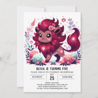 Bezauberter, moderner Löwe Digital Geburtstag Einladung