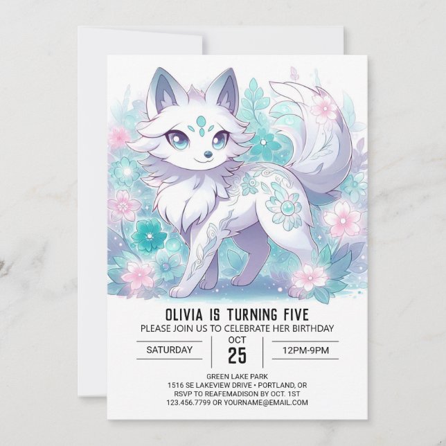 Bezauberter, moderner Wolf Digital Geburtstag Einladung (Vorderseite)