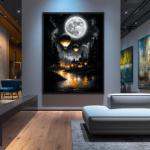 Bezauberter Mondlicht-Flug - Vintager Heißluftball