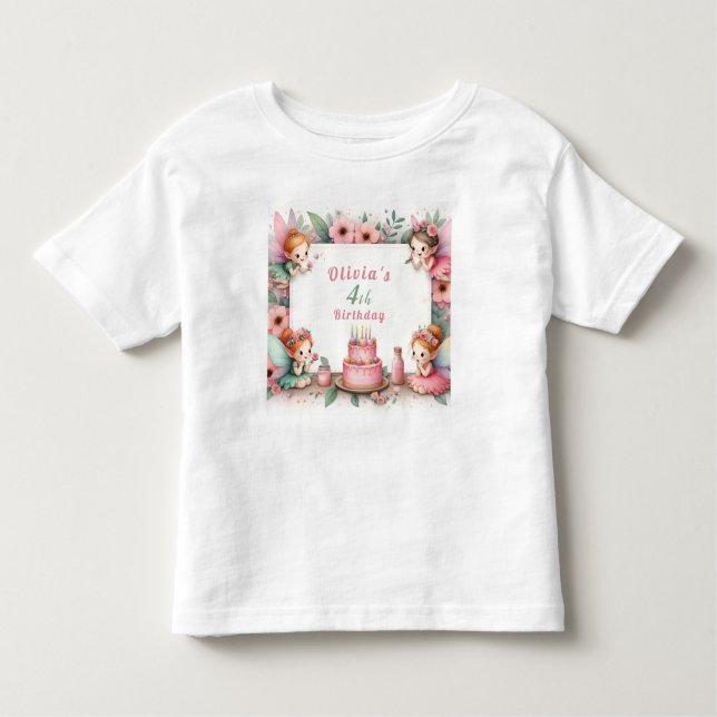 Bezauberter Rosa Feengarten - Geburtstag Kleinkind T-shirt (Vorderseite)