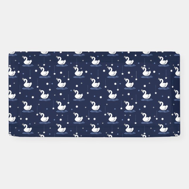 Bezauberter See - Graceful Swan Muster Design Banner (Horizontal)