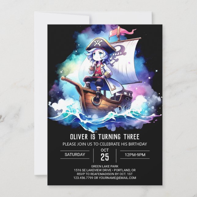 Bezauberter Template Pirate Geburtstag Einladung (Vorderseite)