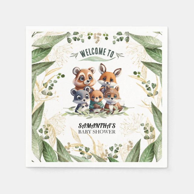 Bezauberter Wald: Baby Napkins feiern Serviette (Vorderseite)