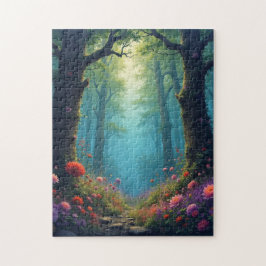 Bezauberter Wald bei Dämmerung Puzzle