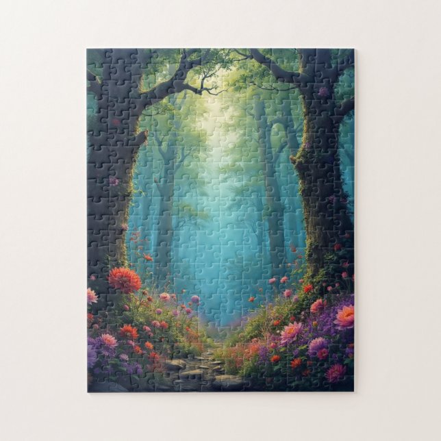 Bezauberter Wald bei Dämmerung Puzzle (Vertikal)