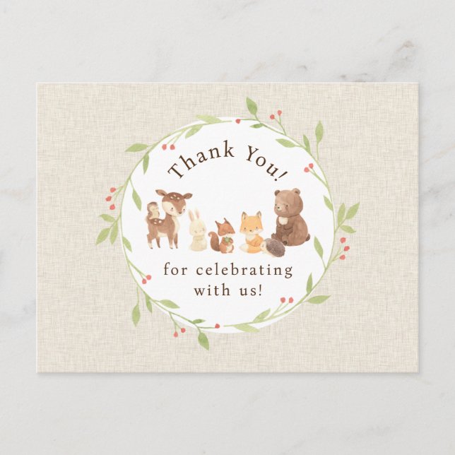 Bezauberter Wald Danke Postkarte (Vorderseite)