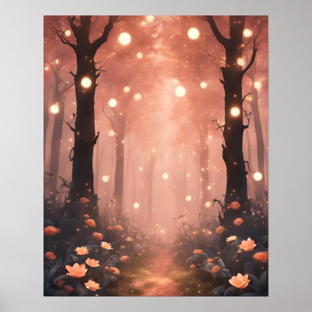 Bezauberter Wald PEACH KLEINE LICHTE Poster (Vorne)