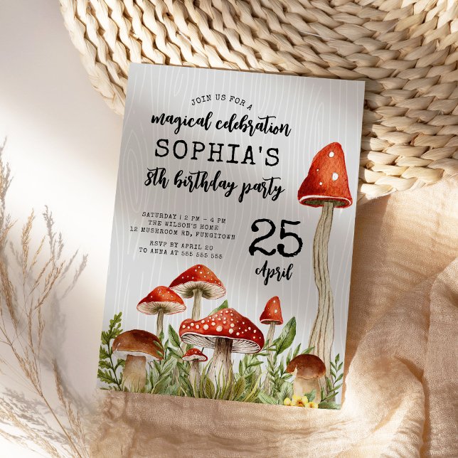 Bezauberter Wald-Pilze-Kindergeburtstag Einladung (Von Creator hochgeladen)