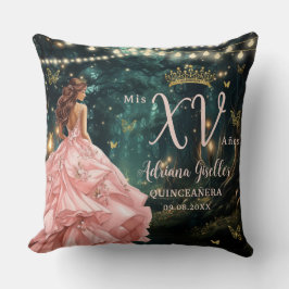 Bezauberter Wald Rosa Pinselstrich Quinceñera Süß Kissen