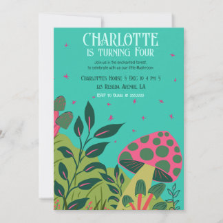 Bezauberter Wald und Pilze Fairytale Garten Einladung