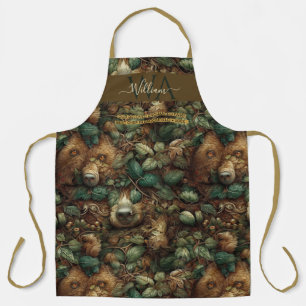 Bezauberter Waldbärenbraun-Monogramm Schürze
