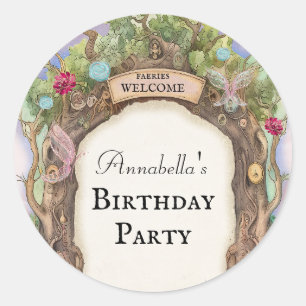 Bezauberter Waldgarten auf Rosa Runder Aufkleber