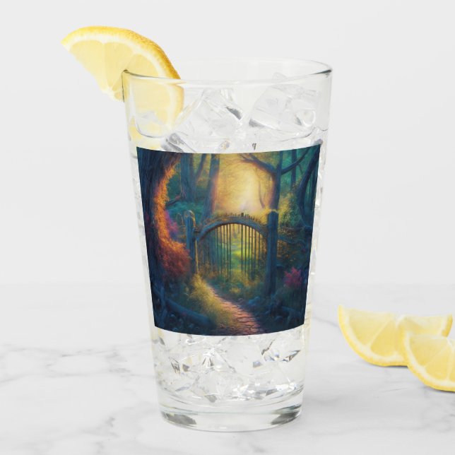 Bezauberter Waldgarten | Digitale Kunst Glas (Vorderseite Ice)