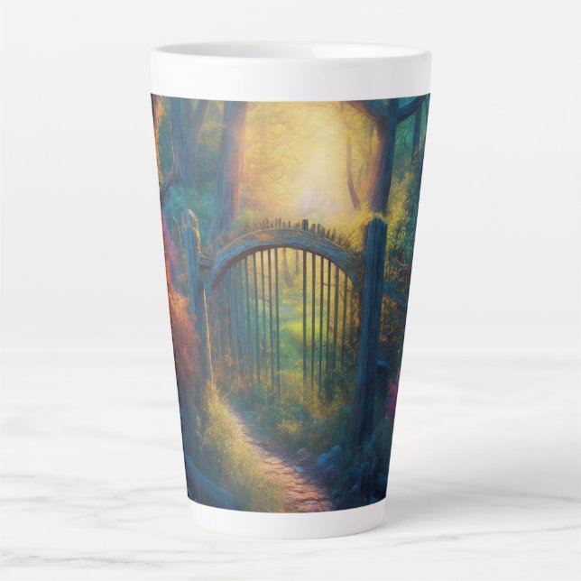 Bezauberter Waldgarten | Digitale Kunst Milchtasse (Vorderseite)