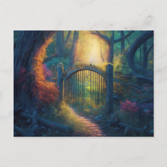 Bezauberter Waldgarten | Digitale Kunst Postkarte (Vorderseite)