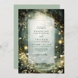 Bezauberter Waldweg von Blume Grüne Hochzeit Einladung