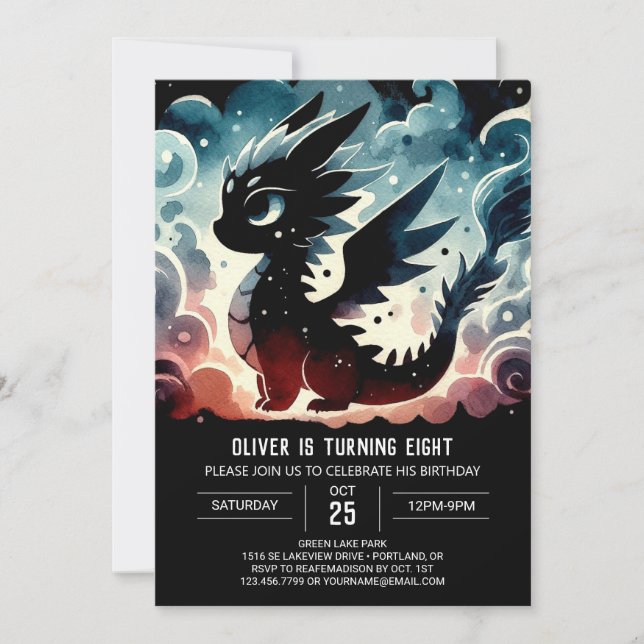 Bezauberter Winged Dragon Geburtstagsfeier Einladung (Vorderseite)