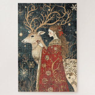 Bezauberter Winter: Der Maiden und der Stag Puzzle