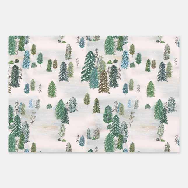 Bezauberter Winterwald Geschenkpapier Set (Vorderseite)