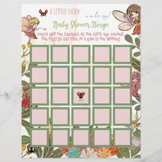 Bezaubertes Baby Whimsical Ladybug Baby Bingo Game Flyer (Vorne)