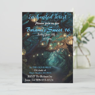 Bezaubertes Forest Led Light Sweet 16 Einladungen