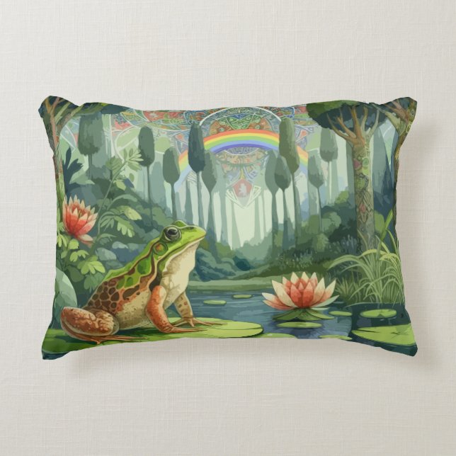 Bezauberung des William Morris Frogs im Wald Dekokissen (Vorderseite)