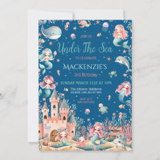 Bezauberung unter der Meerjungfrau Geburtstagspart Einladung