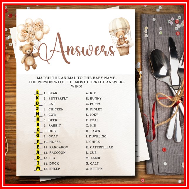 BEZEICHNEN SIE DEN BABY TIERES Baby Showgame Niedl Einladung (Von Creator hochgeladen)