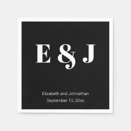 Bezeichnung der Hochzeitsmonographie Schwarz-Weiß- Serviette