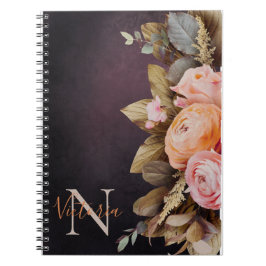 Bezeichnung der rustikalen Monogramm Pink Floral F Notizblock