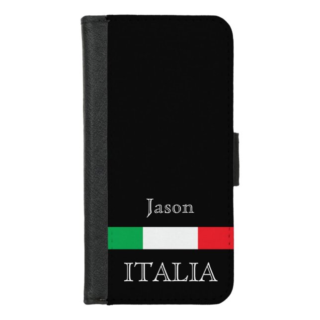Bezeichnung der schwarzen Monografie Italiens iPhone Wallet Hülle (Vorderseite)