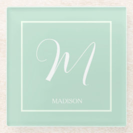 Bezeichnung der Seeoam Green Custom Monogram Name Glasuntersetzer