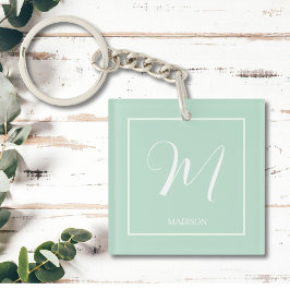 Bezeichnung der Seeoam Green Custom Monogram Name Schlüsselanhänger
