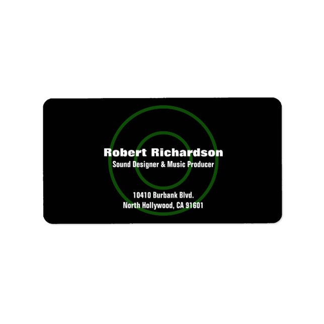 Bezeichnung der Sound-Designer-Adresse Adressaufkleber (Vorne)