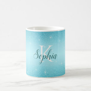 Bezeichnung des Blauen Sparkels Monogramm-Glitzer Kaffeetasse