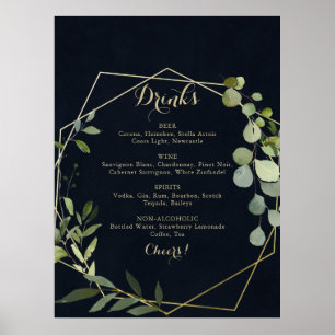Bezeichnung des geometrischen Gold Blue Green Wedd Poster