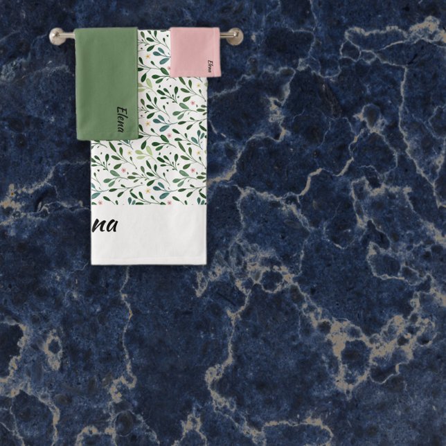 Bezeichnung des grünen Blattmusters Badhandtuch Set (Von Creator hochgeladen)