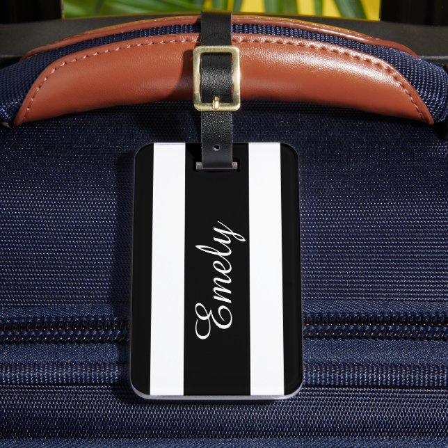 Bezeichnung des modernen Musters schwarz-weiß Stre Gepäckanhänger (Vorderseite Insitu 2)