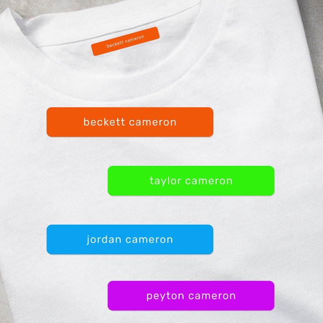 Bezeichnung Eisen auf hellen Bekleidungsetiketten Etiketten (1.75" x .3125" clothing labels iron-on or adhesive, 2 sheets of 48 labels, USE 1 OR up to 4 NAMES)