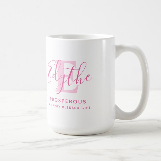 Bezeichnung für den Text in Monogramm rosa Text Kaffeetasse (Rechts)
