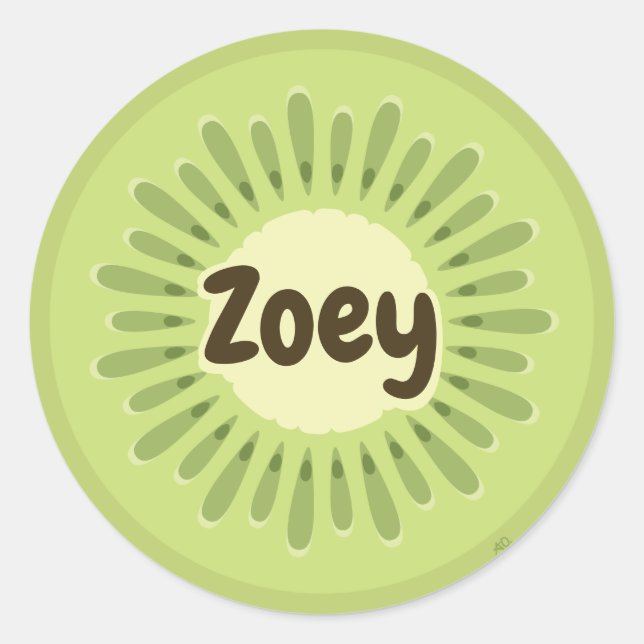 Bezeichnung Kiwi Fruchtname Runder Aufkleber (Vorderseite)