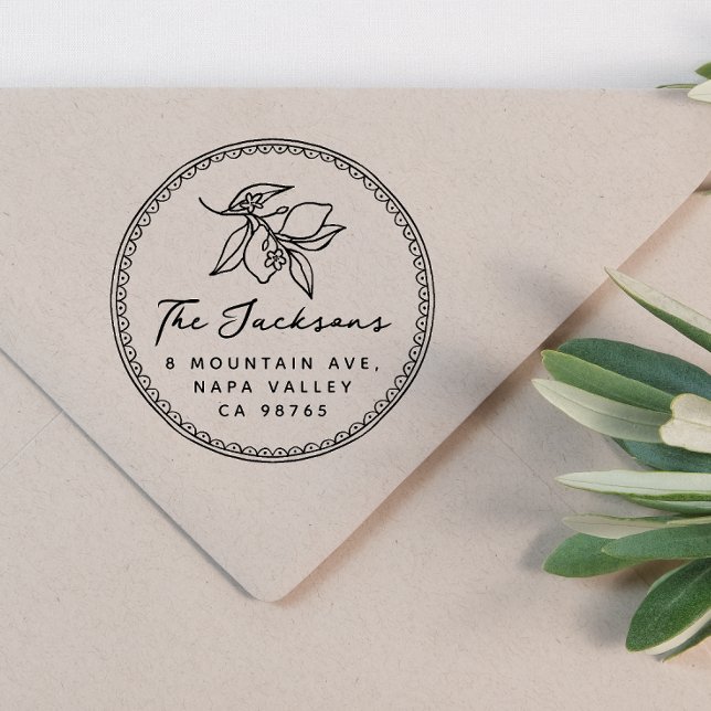 Bezeichnung und Rücksendeadresse von Frame Lemon Gummistempel (Return Address Stamp Mock-up)