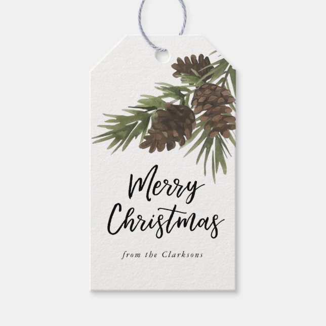 Bezeichnungsmarke für Aquarellkiefern Geschenkanhänger (Vorderseite)