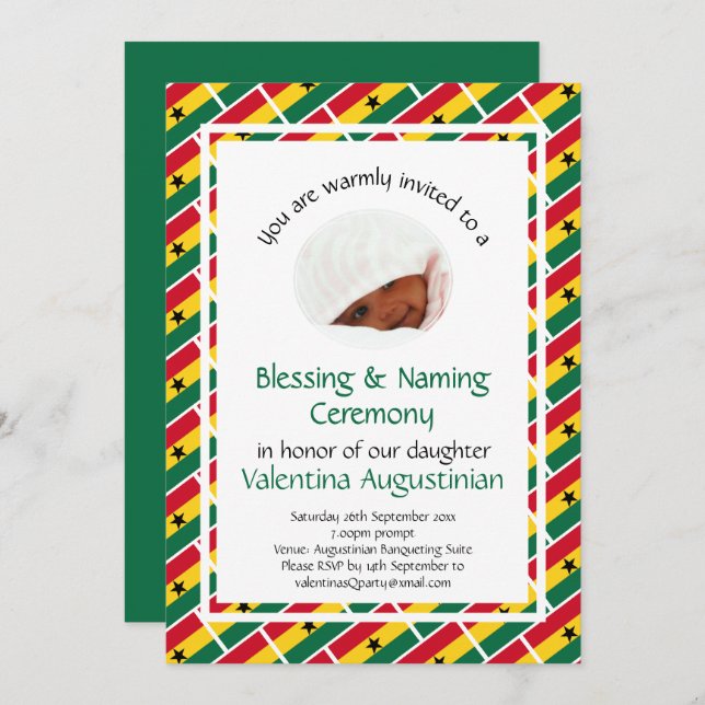 BEZEICHNUNGSZEREMONIE | Ghana Flag | FOTO Einladung (Vorne/Hinten)