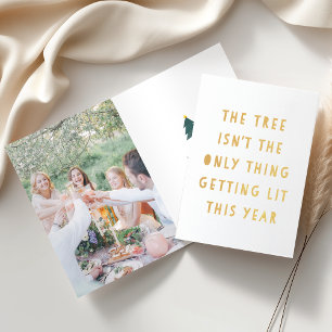 Beziehen Sie Lit   Gold Foil Funny Christmas Foto  Folienkarte